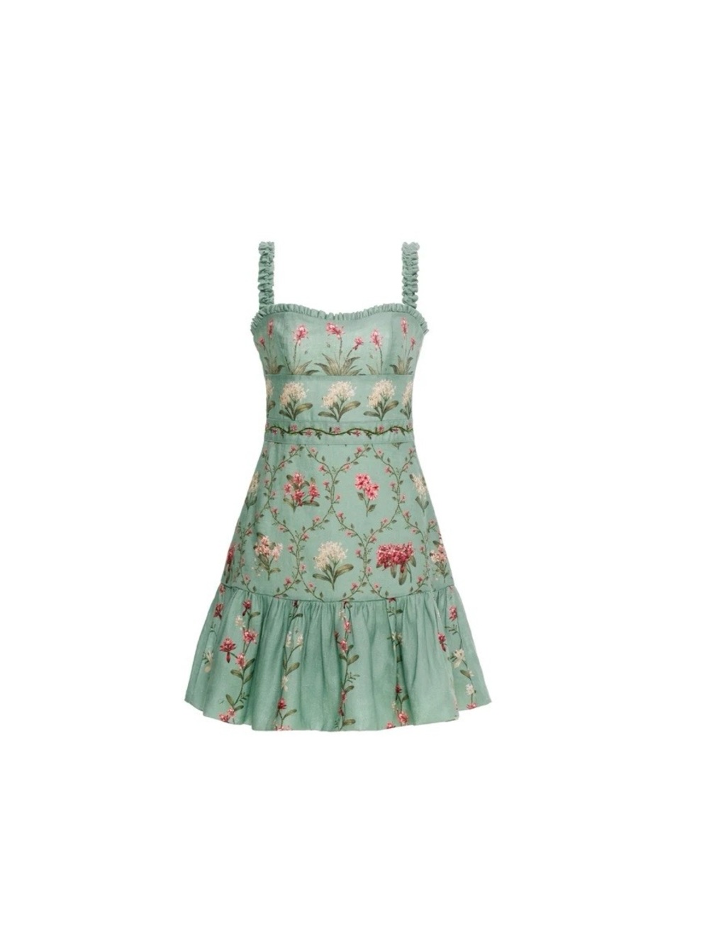 Agua by Agua Bendita Mint Green Floral Ruffle Mini Dress - Picture 5 of 7